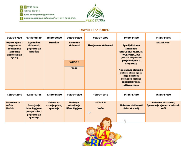 20.01. - Dnevni Raspored Aktivnosti (Tulipani I Ljubičice) | PDF