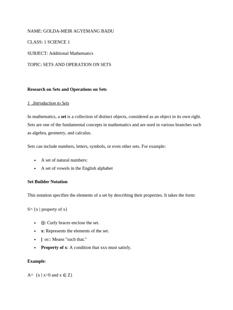 Golda s assignment pdf set mathematics empty set