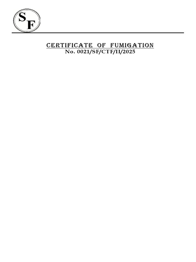Fumigation Certificate for Plywood Shipment | PDF