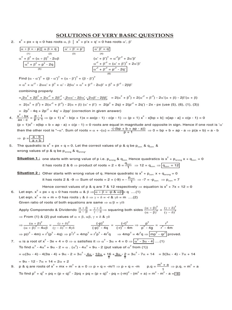 FC - SOL-(QUAD) | PDF | Quadratic Equation | Mathematics