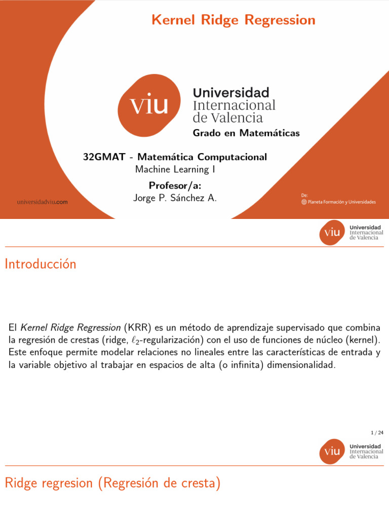 Introducción a Kernel Ridge Regression | PDF | Matriz (Matemáticas ...