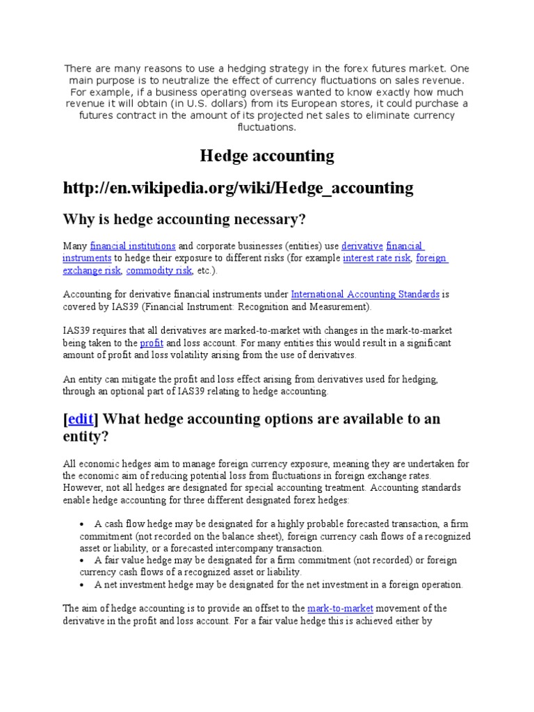 Hedge Accounting Hedge Finance Derivative Finance - 