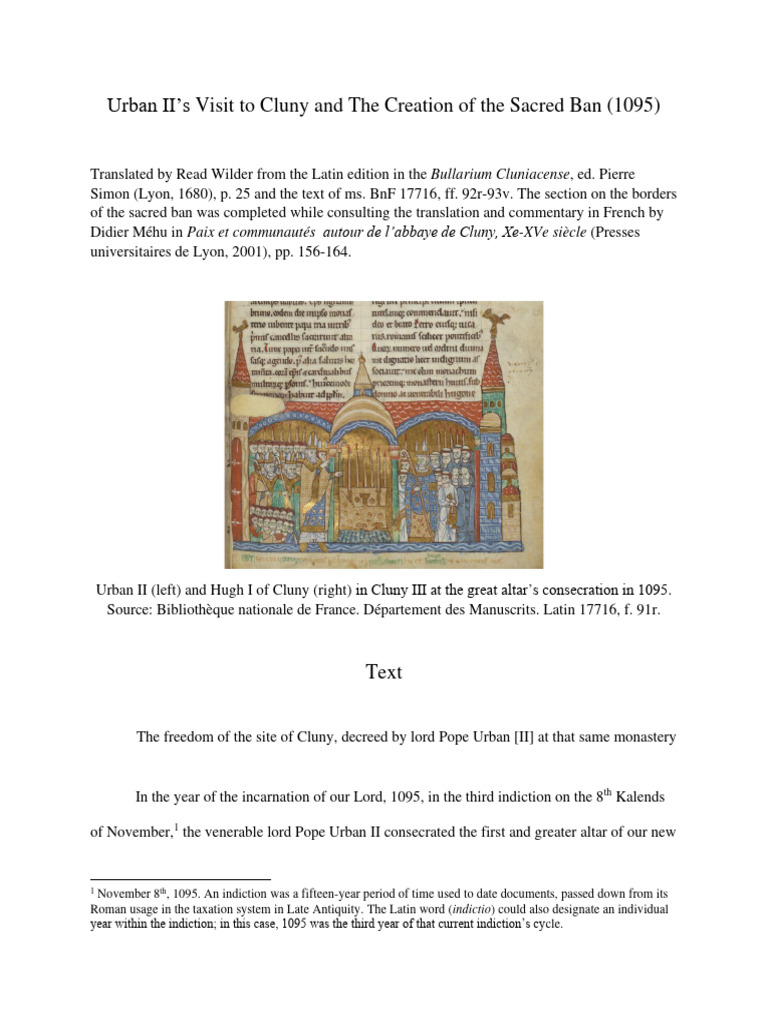Urban IIs Visit To Cluny and The Creatio | PDF | Pope | Mercy