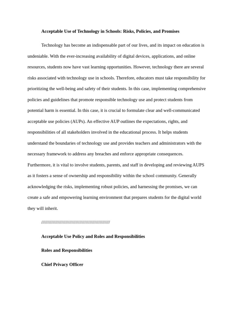 Acceptable Use of Technology in Schools - Edited | PDF | Regulatory ...