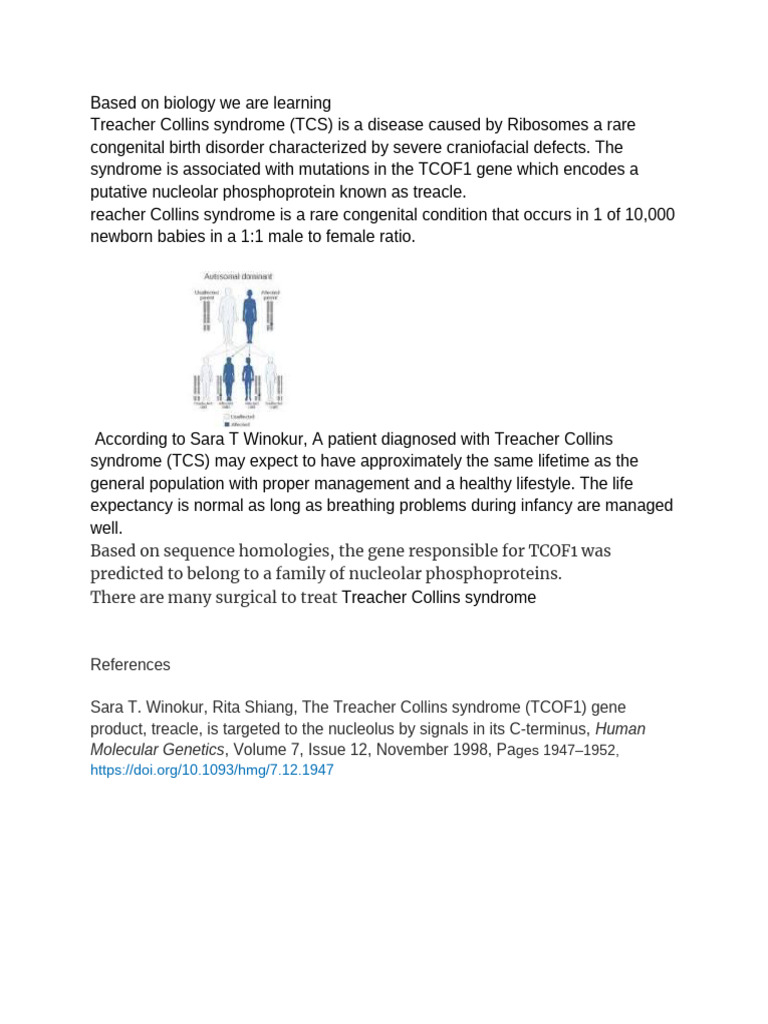 Life Expectancy in Treacher Collins Syndrome | PDF