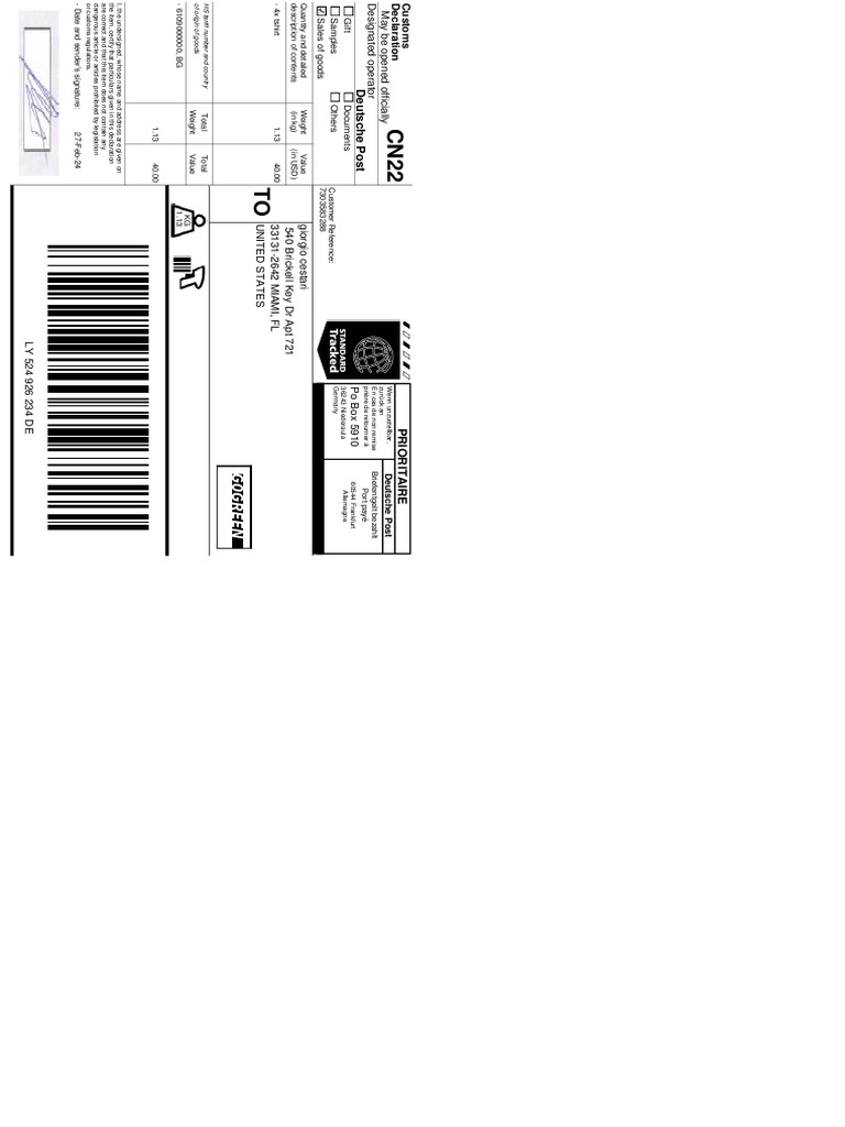 Customs Declaration CN22 Form Guide | PDF | Imports | Exports