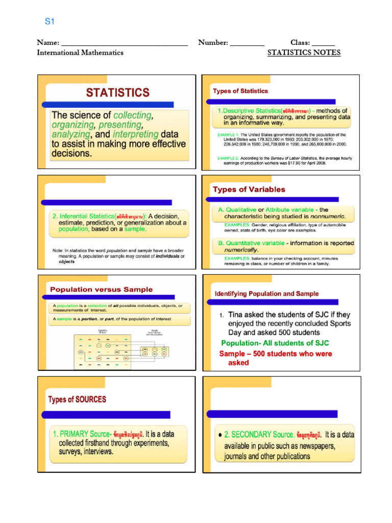 Statistics Vocabulary and Data Types Guide | PDF