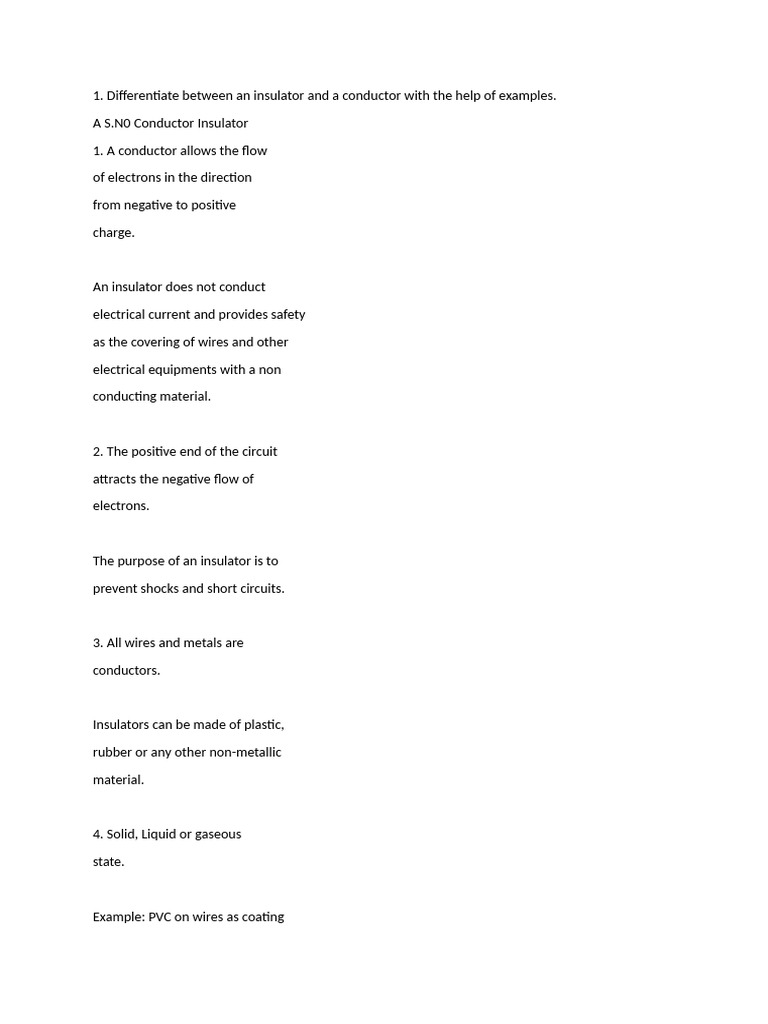 1 | PDF | Electrical Conductor | Insulator (Electricity)