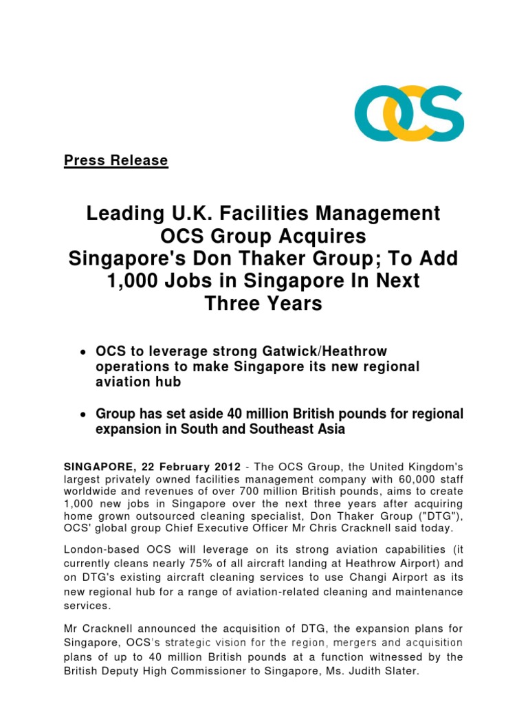 OCS GROUP LIMITED - Leading U.K. Facilities Management OCS Group ...