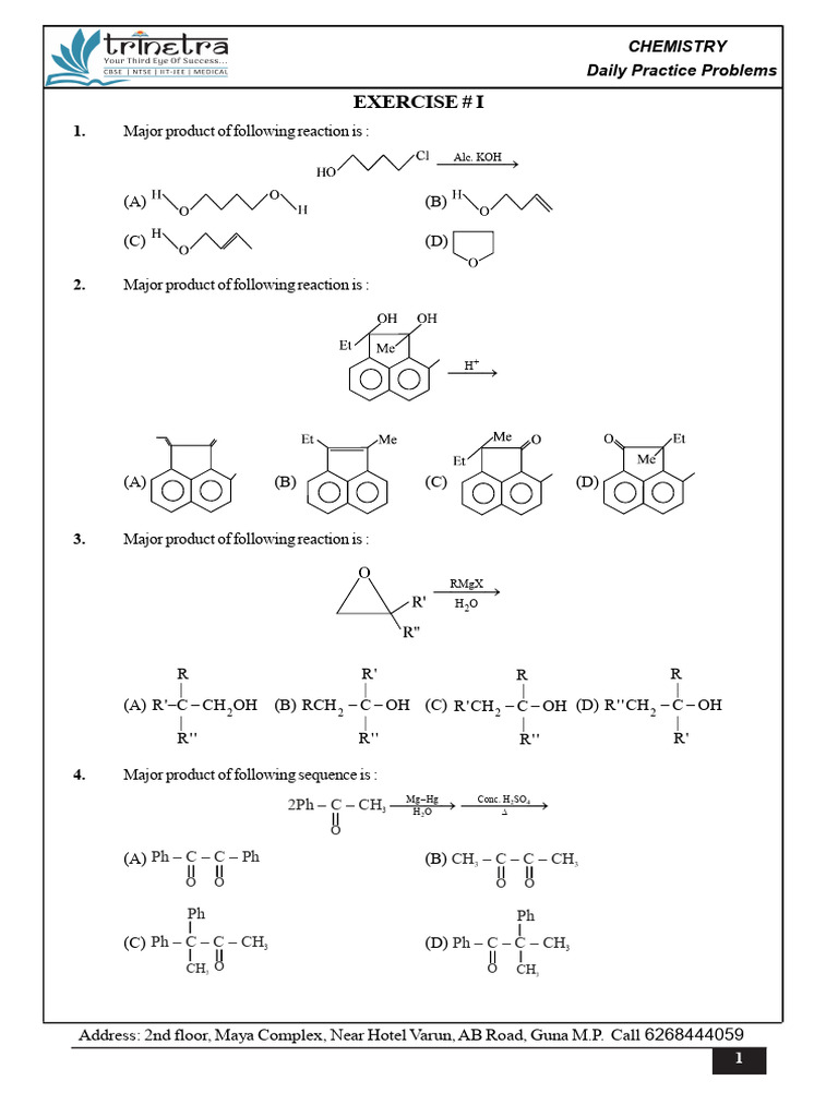 Major Products in Organic Reactions | PDF | Ethanol | Ether