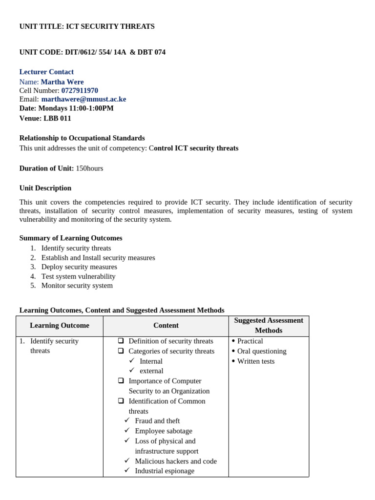 ICT System Security Notes | PDF | Security | Computer Security