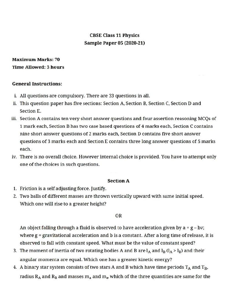 Physics Sample Paper Set 5 | PDF