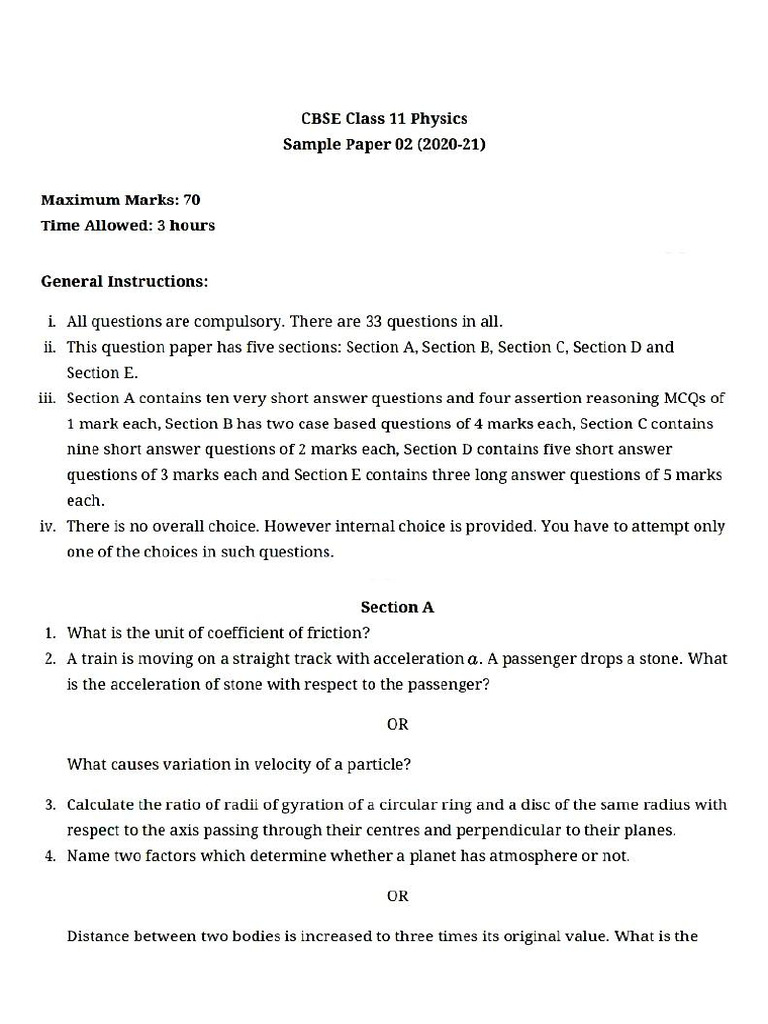 Physics Sample Paper Set 2 | PDF