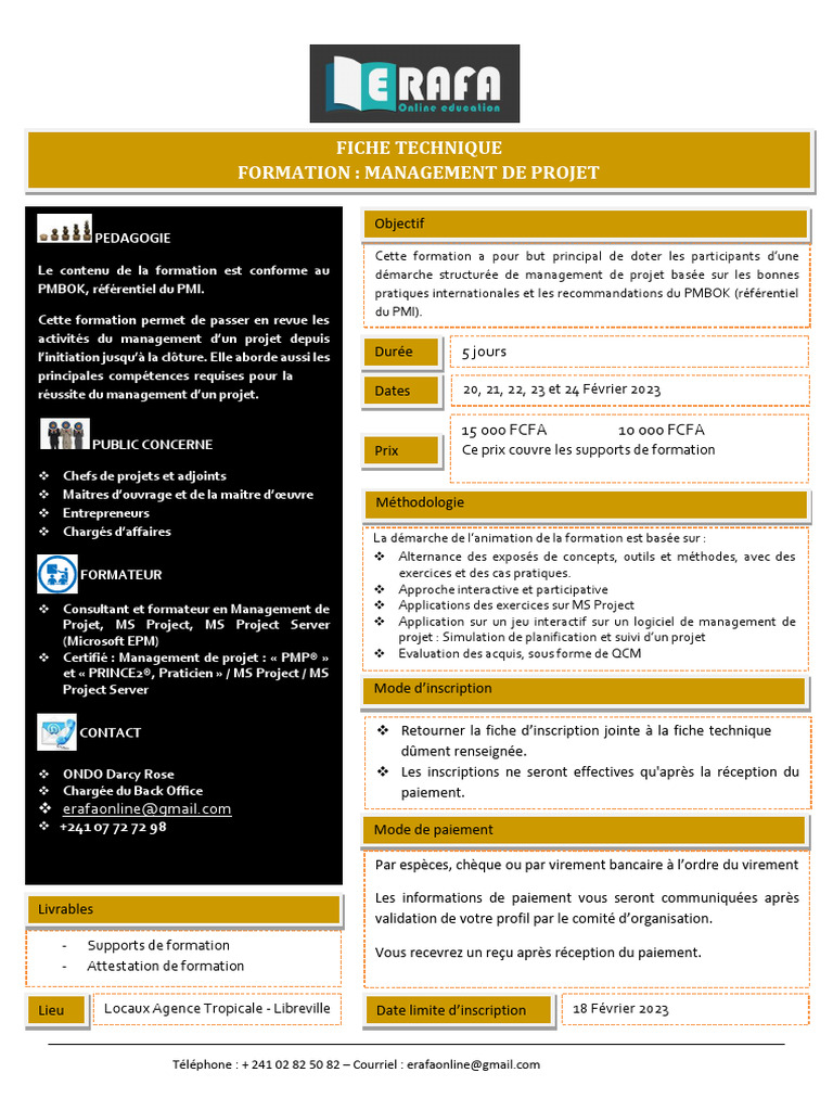 Formation Gestion Des Projets | PDF | Gestion de projet | Planification