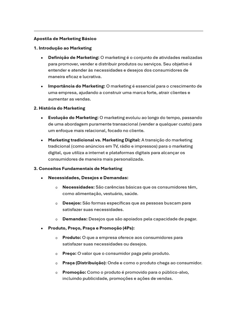 Apostila de Marketing Básico | PDF | Marketing | Marketing digital