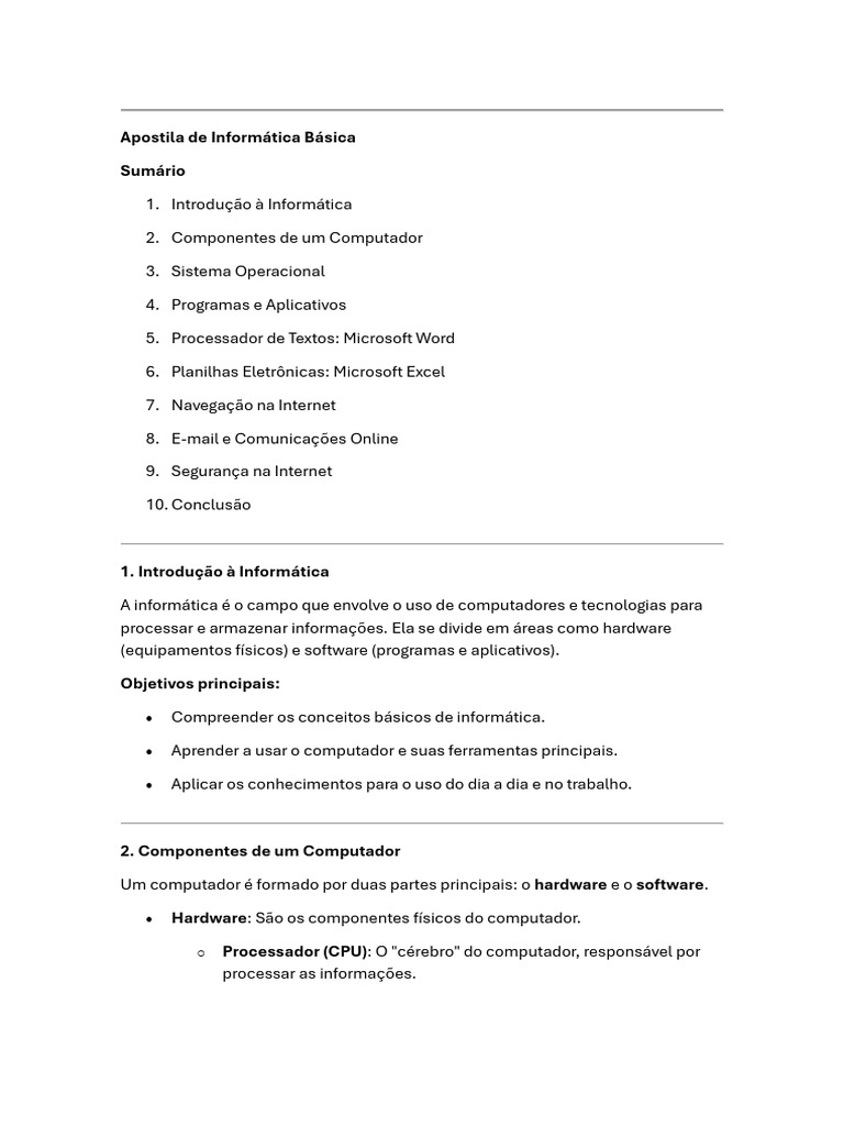 Guia Completo de Informática Básica | PDF | Sistema operacional ...