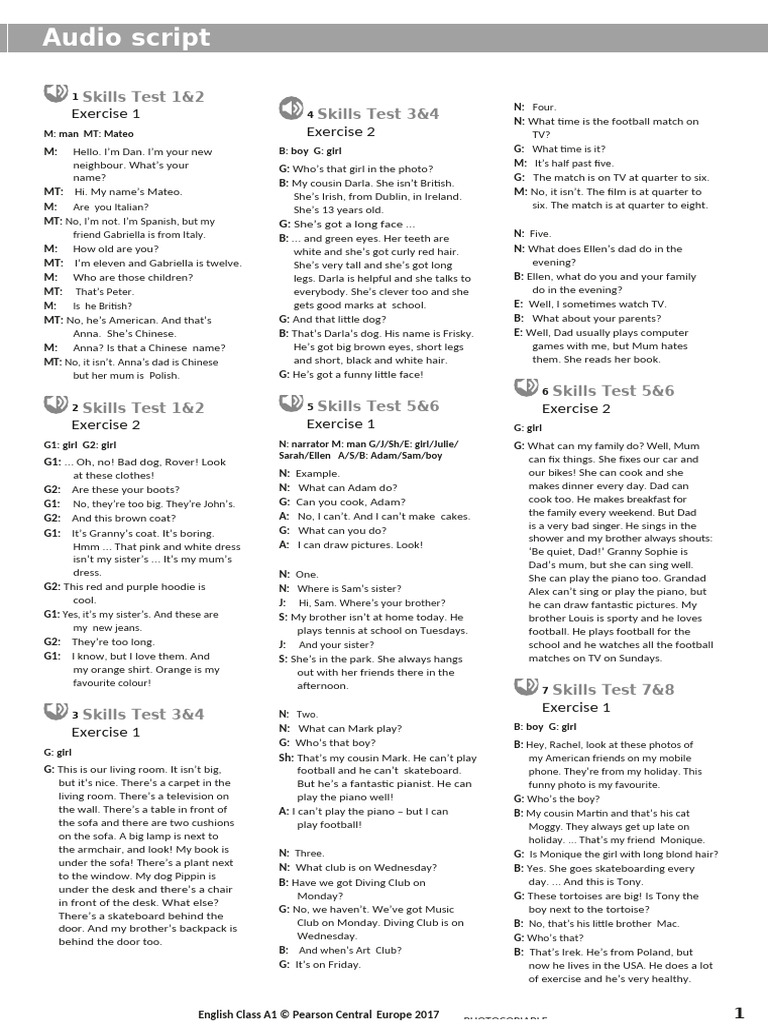 ECA1 Tests Audio Script | PDF