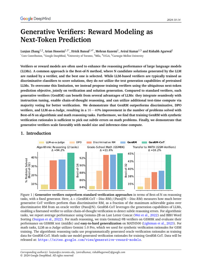 2024 - Arxiv - Generative Verifiers Reward Modeling As | PDF | Formal ...