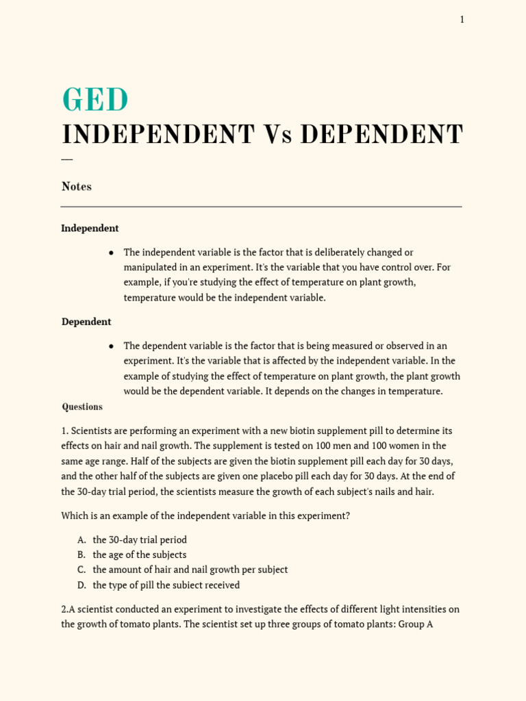 Independent vs Dependent Variables Explained | PDF | Experiment
