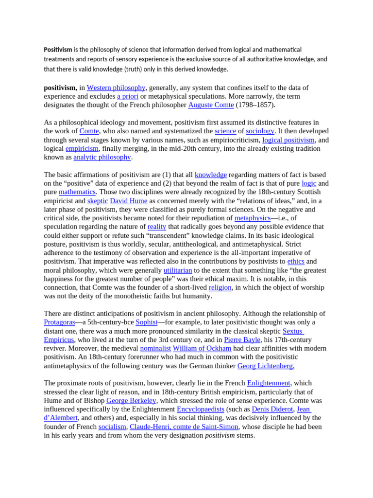 Understanding Positivism Philosophy | PDF | Positivism | Knowledge