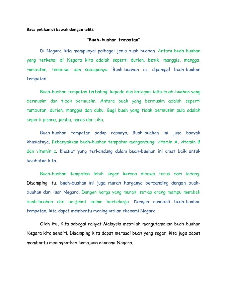 Teks Buah-Buahan Tempatan  PDF