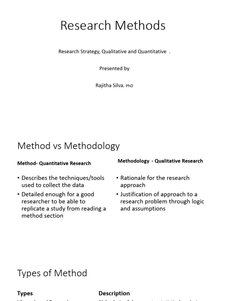 Research Methods: Qualitative vs Quantitative | PDF | Methodology ...