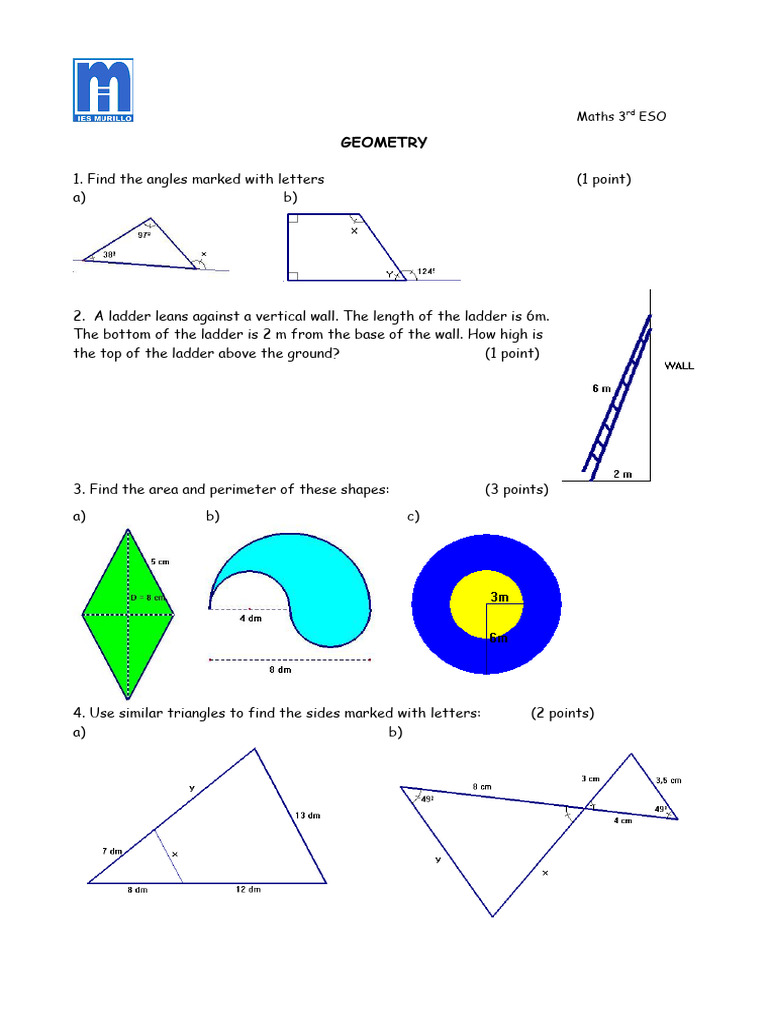 Geometry Exercises for 3rd ESO Maths | PDF | Triangle Geometry ...