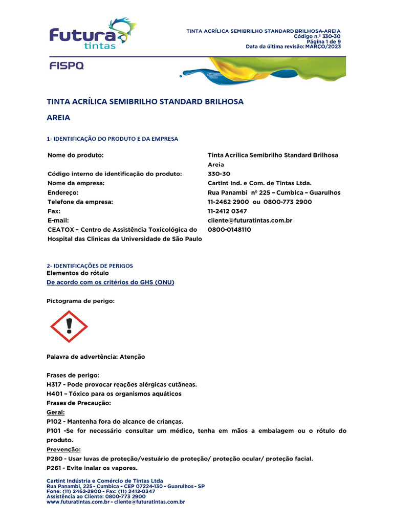 Fispq Tinta Acrilica Semi Brilho Cortex Futura 3,6 | PDF