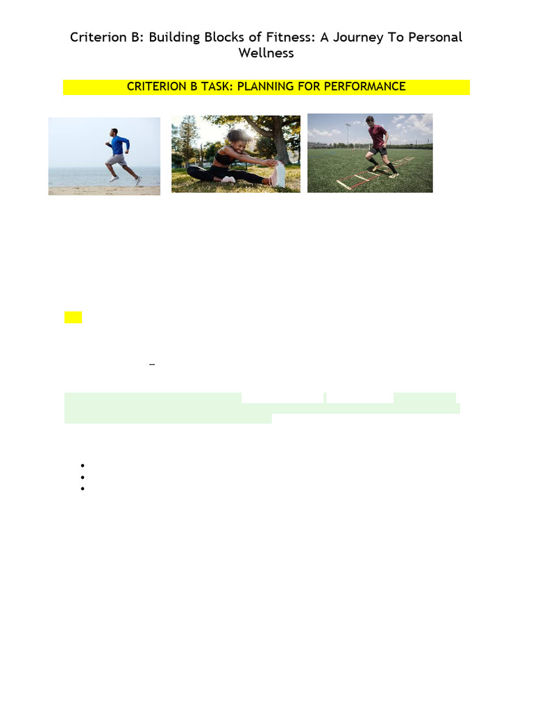 CRITERION B TASK Personal Training Program | PDF