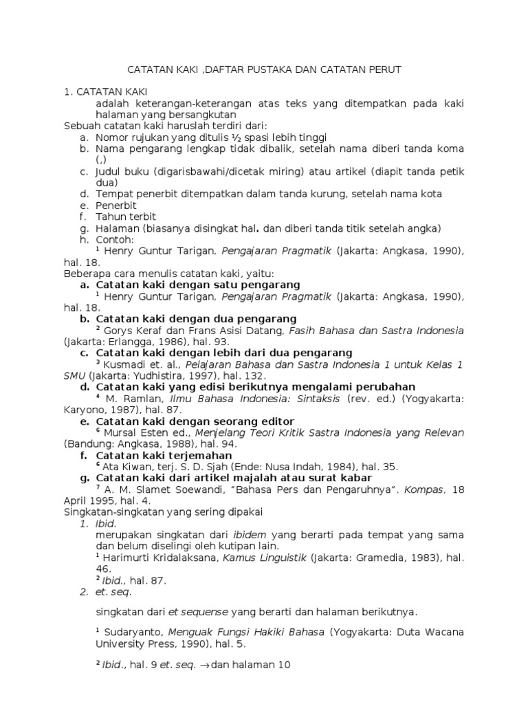 Makalah Daftar Pustaka Dan Catatan Kaki Contoh Makalah