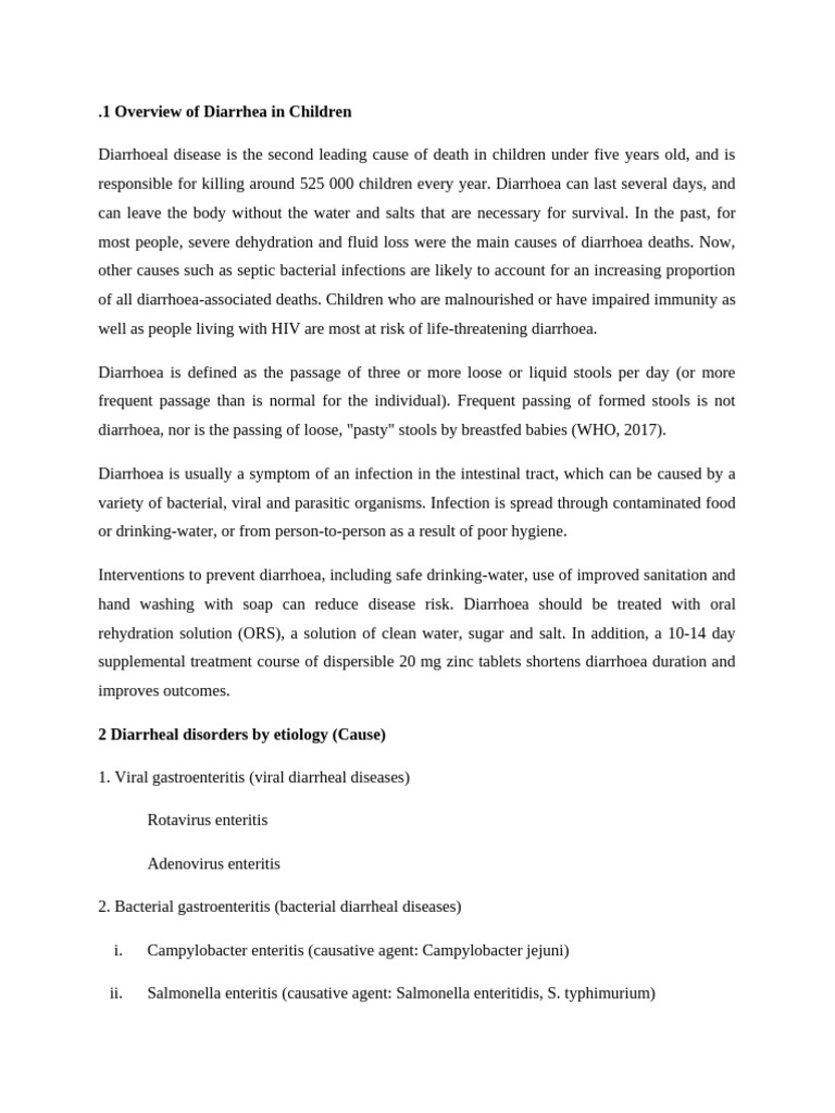1 Overview of Diarrhea in Children | PDF | Diarrhea | Clinical Medicine