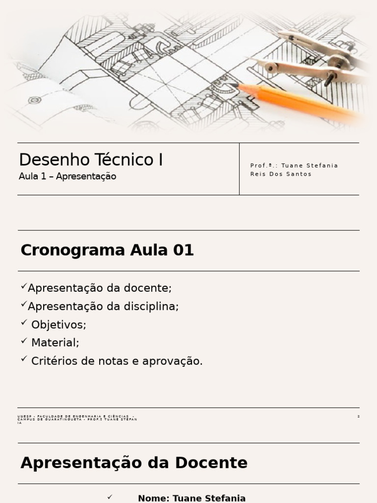 Aula 1 - Apresentação Da Disciplina | PDF | Desenho técnico | Geometria