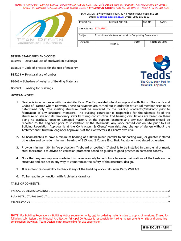 Extension and Alteration Calculations | PDF | Bending | Beam (Structure)