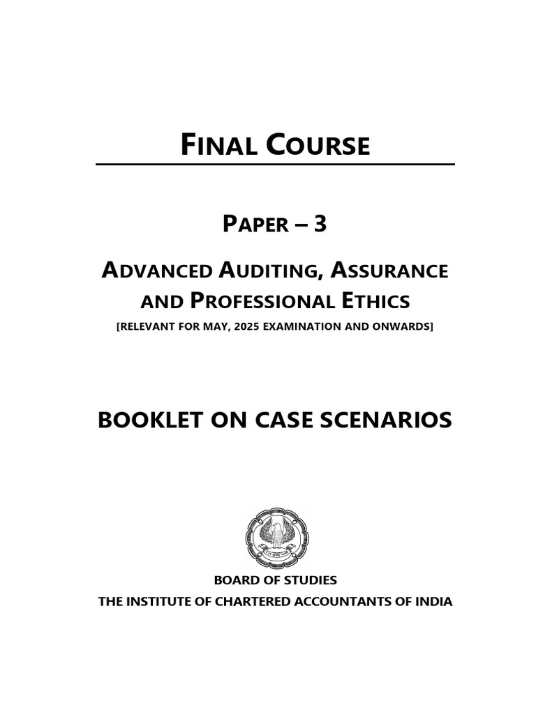 ICAI Case Scenario Booklet for CA Final | PDF | Auditor's Report | Audit
