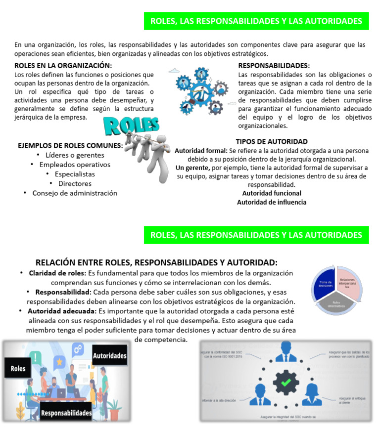 Roles y Responsabilidades Organizacionales | PDF | Business | Negocios ...