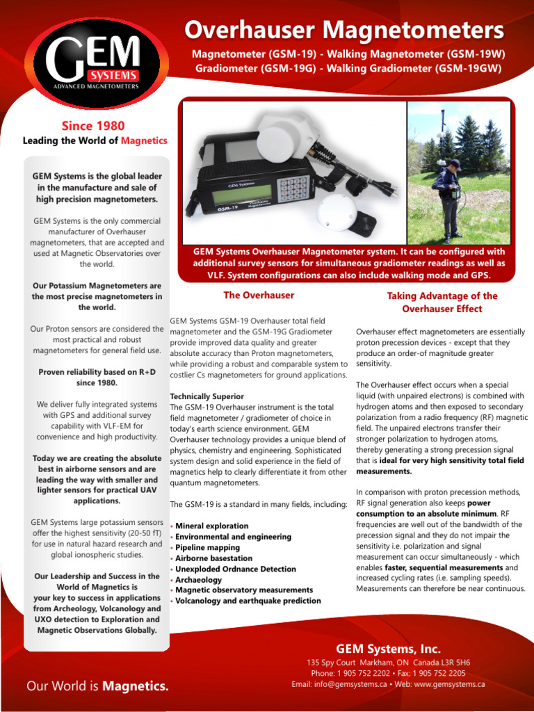 GEM GSM-19 Overhauser Magnetometer Guide | PDF | Magnetometer