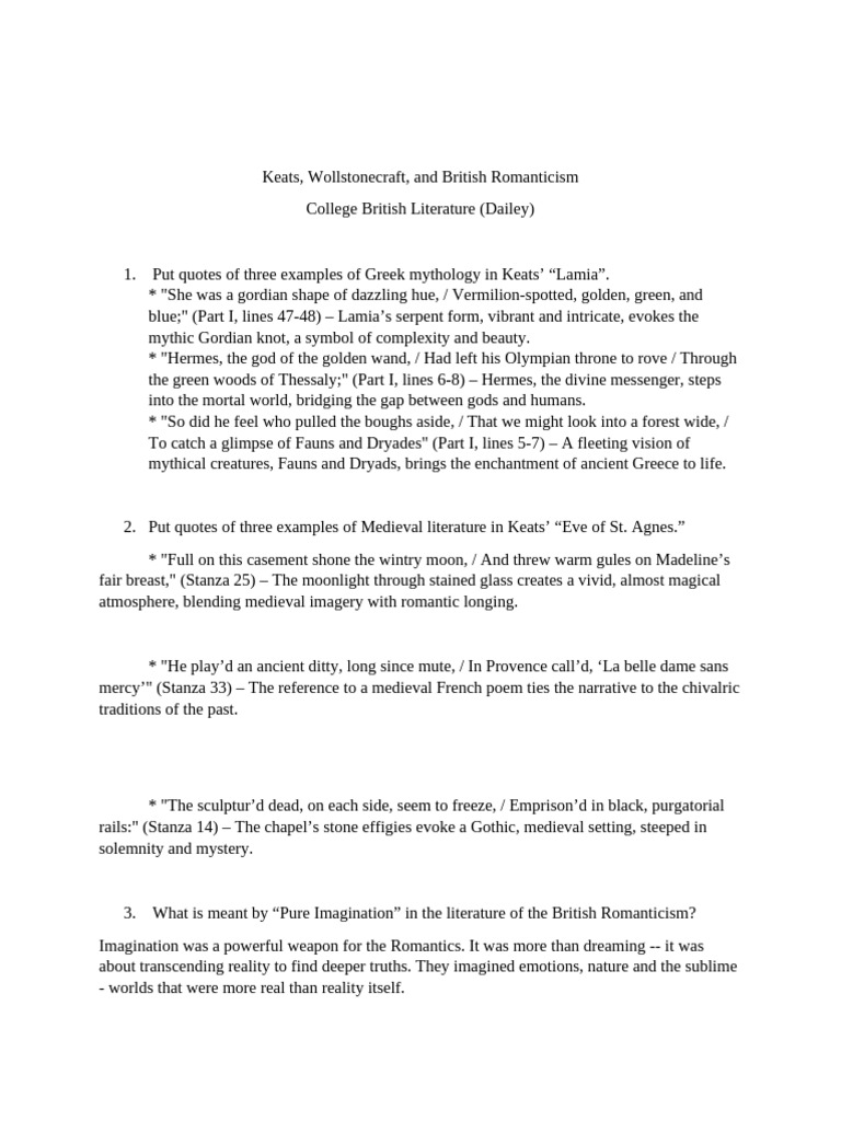 BritishLiterature Keats Romanticism 2025 | PDF | Romanticism | John Keats