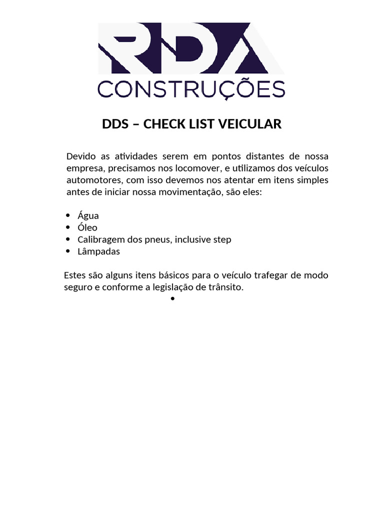 Checklist Veicular para Segurança | PDF
