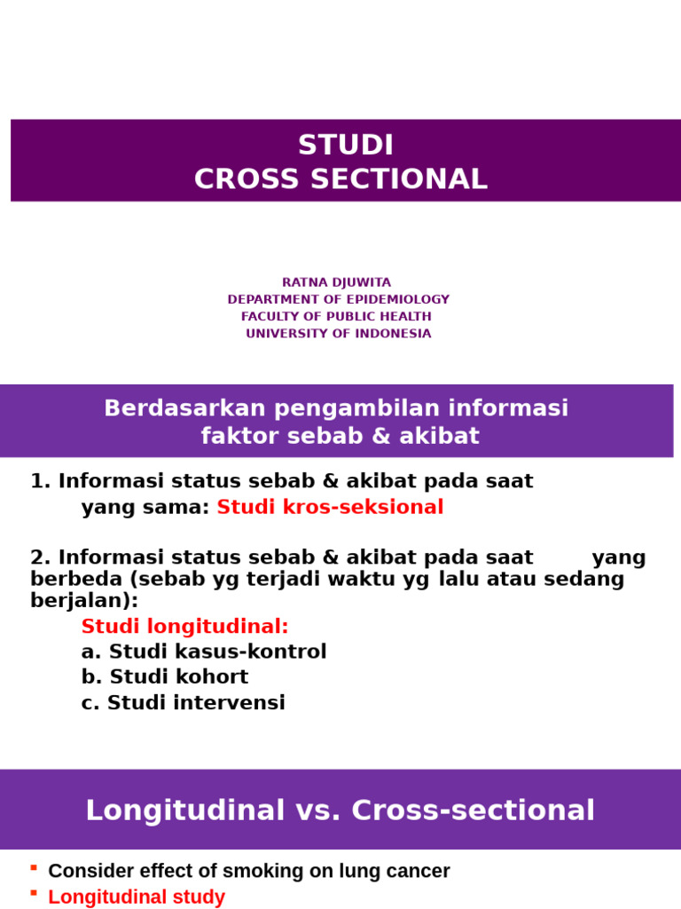 Cross-Sectional Study Design in Epidemiology | PDF | Cohort Study ...