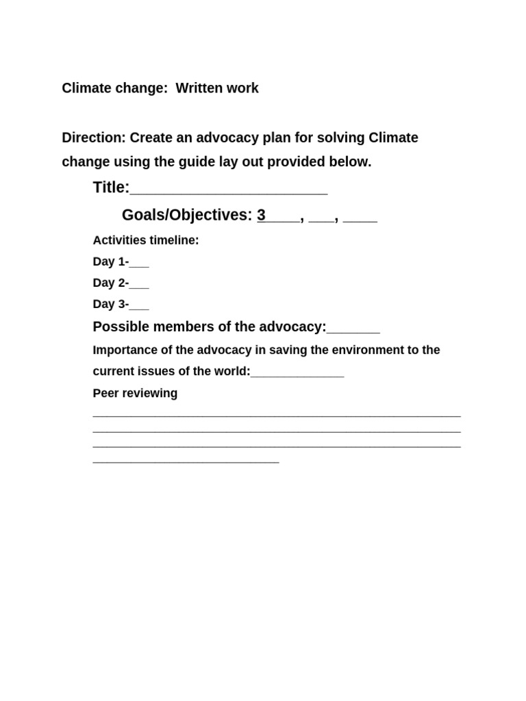 Advocacy Plan for Climate Change Solutions | PDF