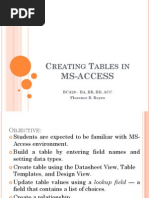 Creating Tables in MS-Access