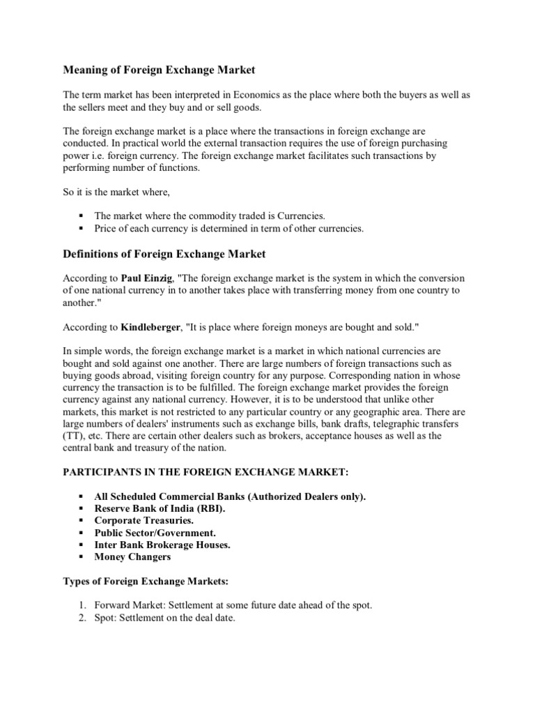 Meaning of Foreign Exchange Market | PDF | Foreign Exchange Market