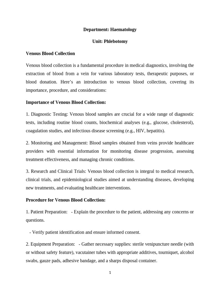Venous Blood Collection | PDF | Medical Specialties | Medicine