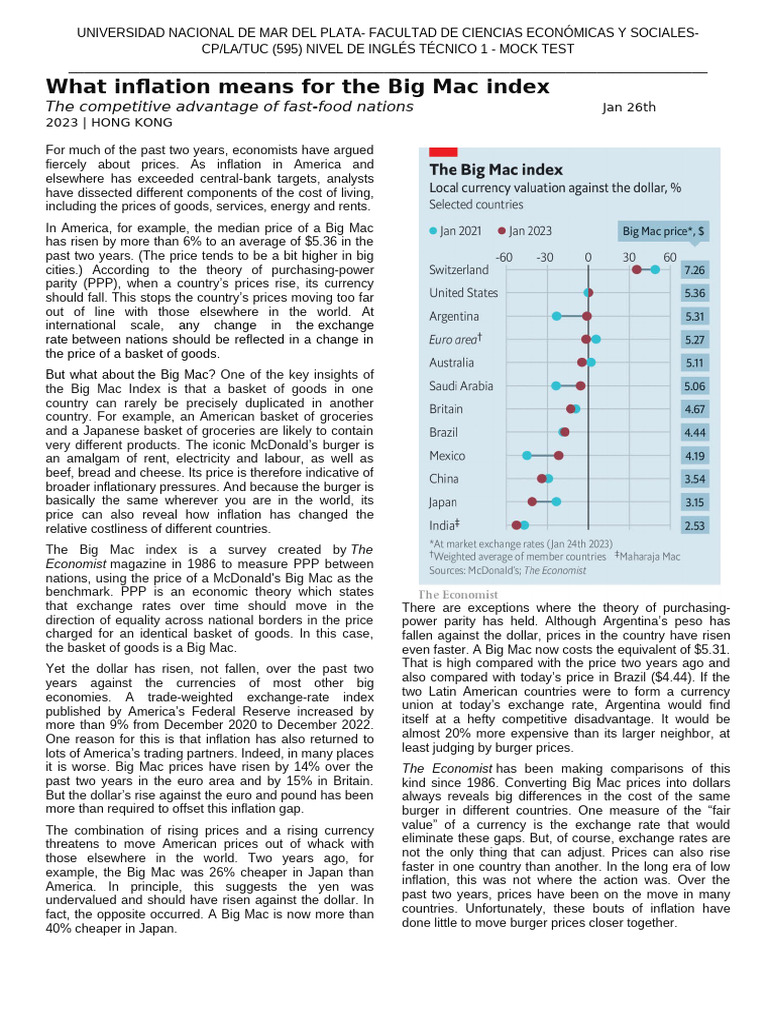 Big Mac Index and Global Inflation Trends | PDF | Cost Of Living ...