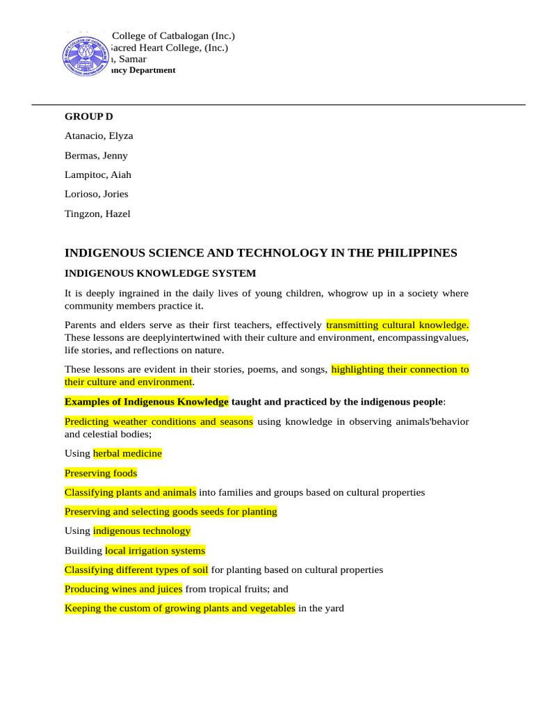 Indigenous Science and Technology in the Philippines | PDF | Knowledge ...