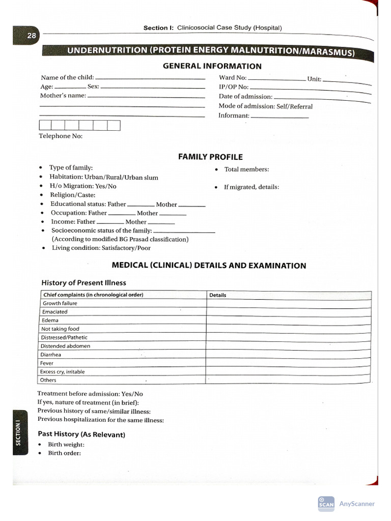 Undernutrition PEM Proforma | PDF