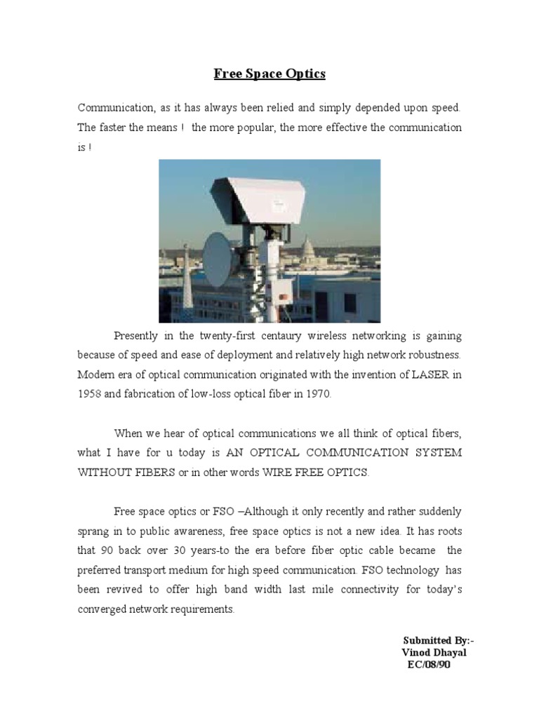 Free Space Optical Communication Overview | PDF