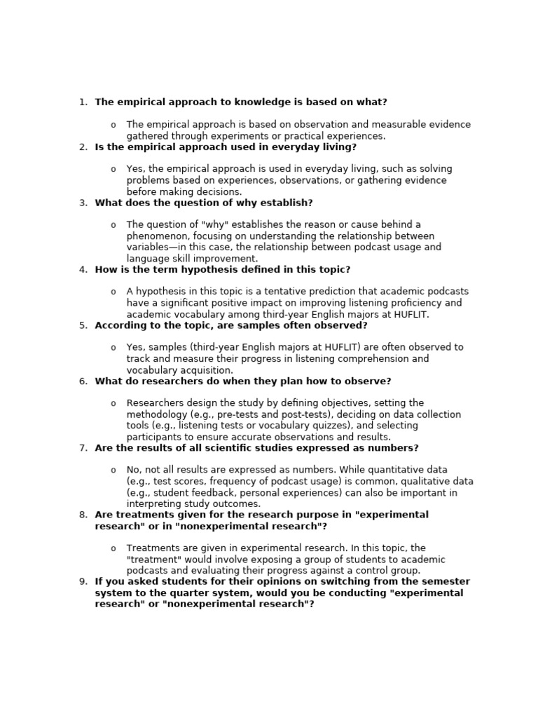 The Empirical Approach To Knowledge Is Based On What | PDF | Experiment ...