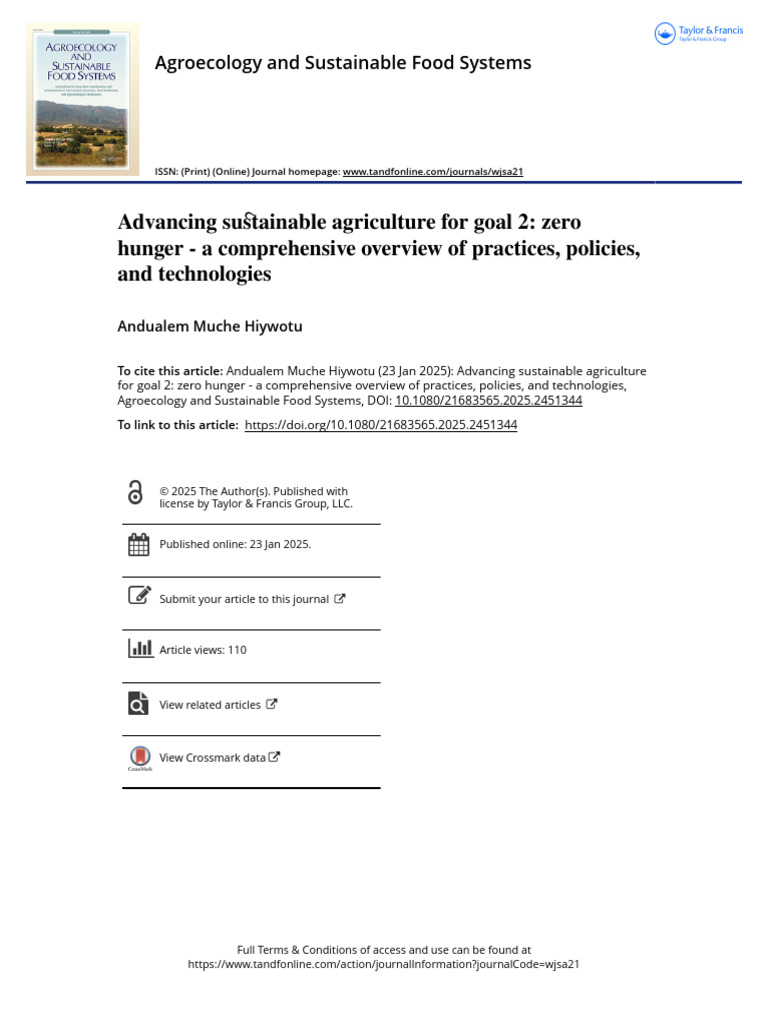 Sustainable Agriculture for Zero Hunger | PDF | Agriculture ...