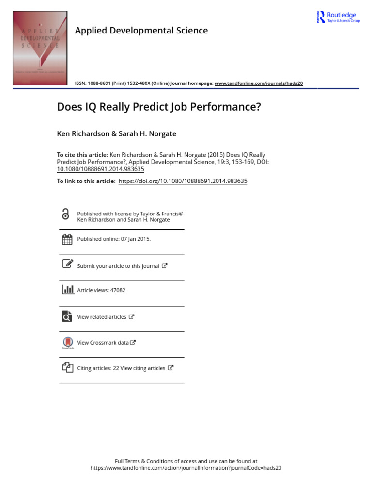Does IQ Really Predict Job Performance | PDF | Intelligence Quotient ...